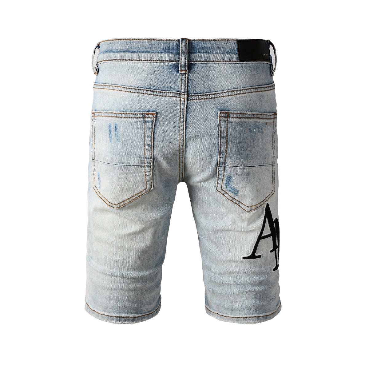 Men's Gradient Washed Light Blue Denim Shorts with Faded Texture and Clean Hem 6009