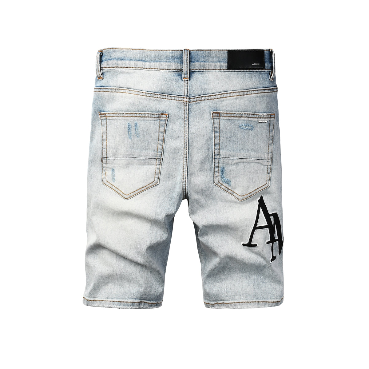 Men's Gradient Washed Light Blue Denim Shorts with Faded Texture and Clean Hem 6009