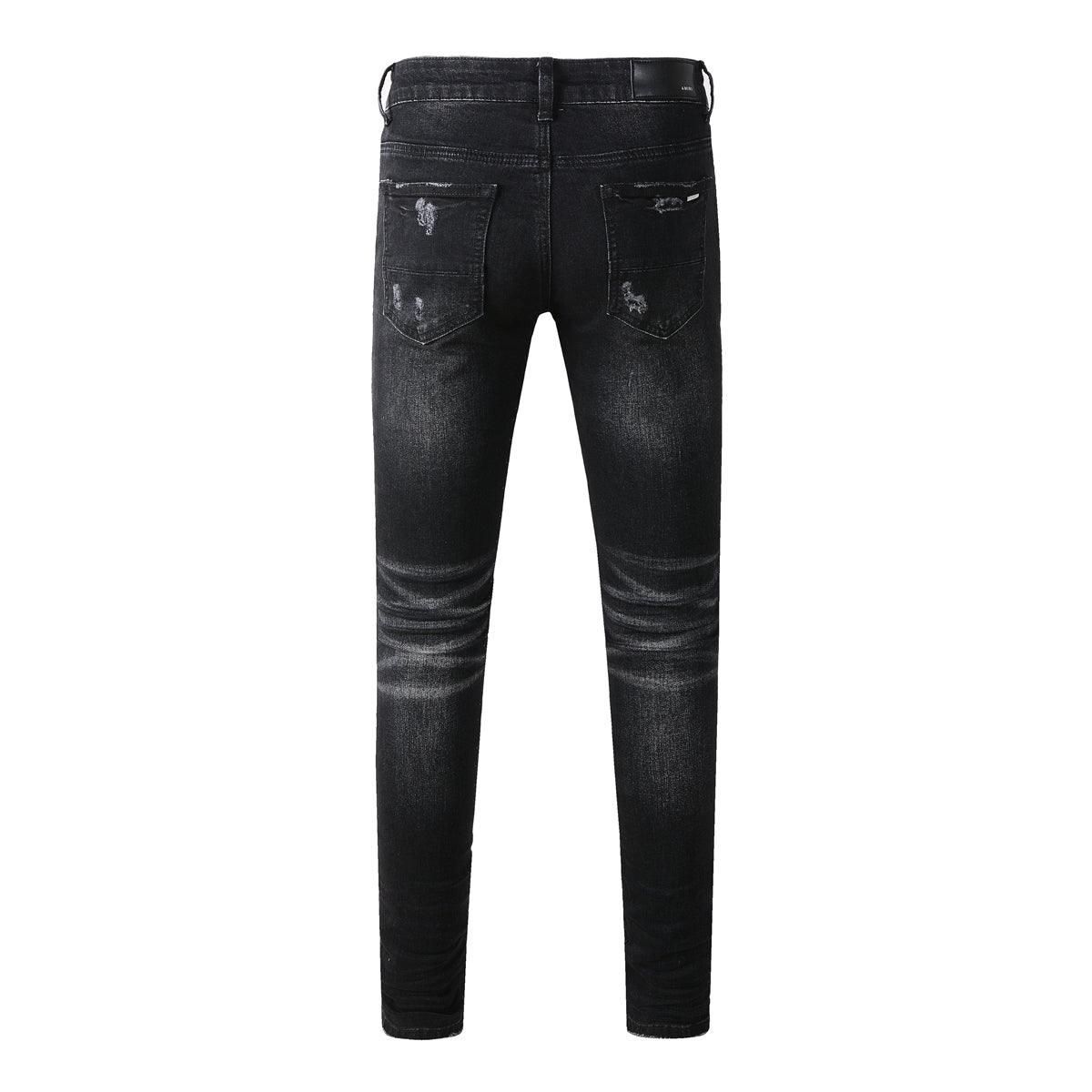 Men’s Black Skinny Jeans with Heavy Distressing and Washed Effect for Bold Streetwear Style 8882