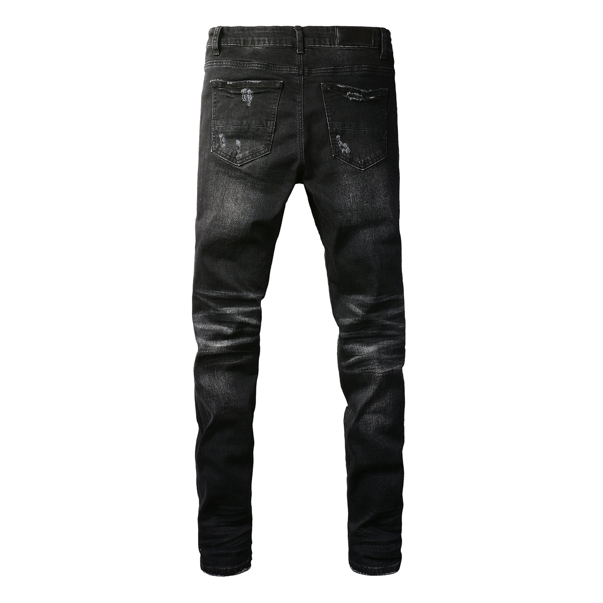 Men’s Black Skinny Jeans with Heavy Distressing and Washed Effect for Bold Streetwear Style 8882
