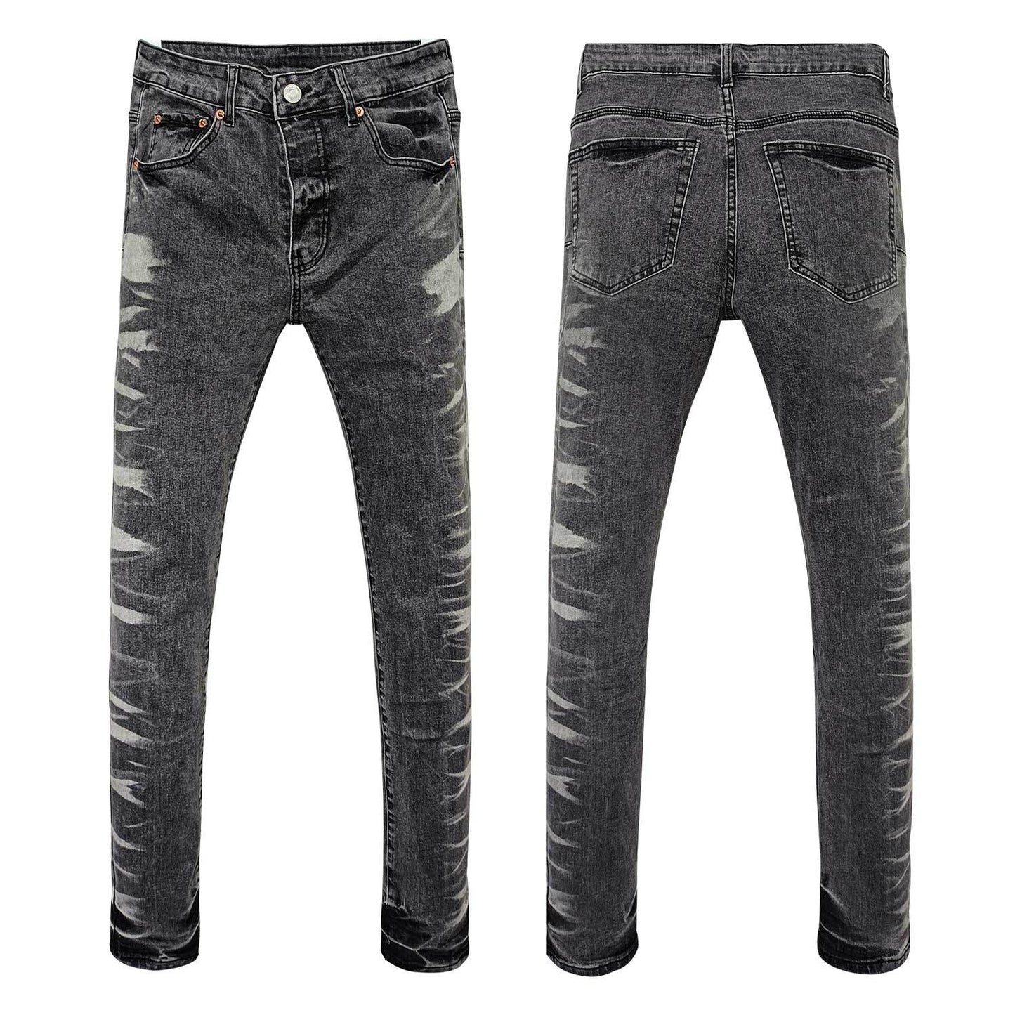 Premium Charcoal Grey Skinny Jeans - Vintage Washed Denim with Faded Whisker & Slim Fit Silhouette