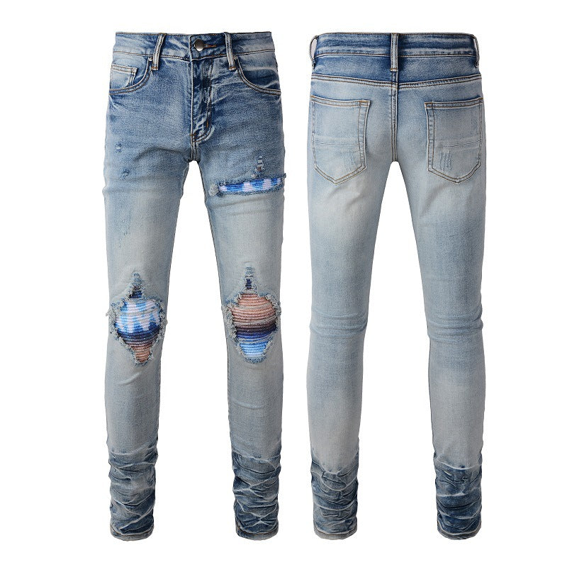 Jean déchiré personnalisé pour homme, grande taille, pour le commerce extérieur 1342