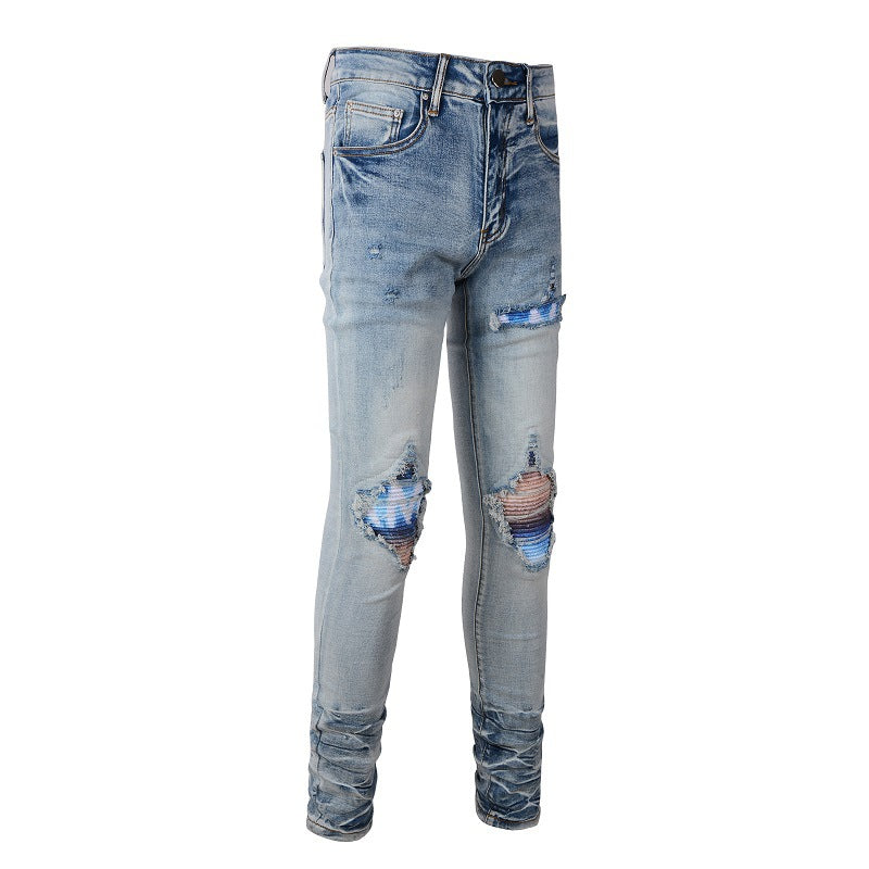 Jean déchiré personnalisé pour homme, grande taille, pour le commerce extérieur 1342