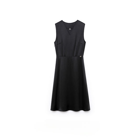 Robe décontractée sans manches en laine acétate épaisse de la série Little Black Dress