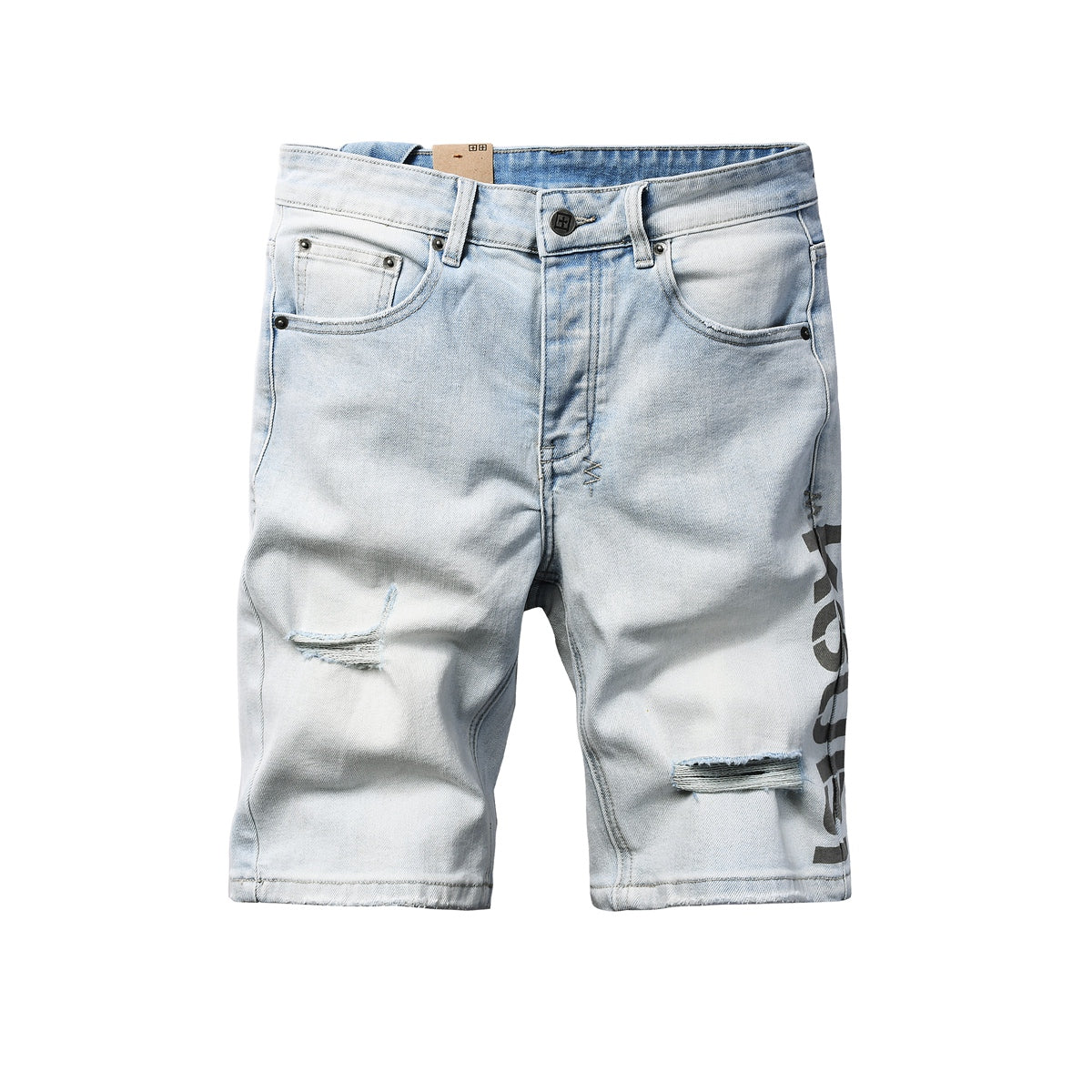 Men’s Light Blue Ripped Denim Shorts – Urban Streetwear Slim Jean Shorts 2012