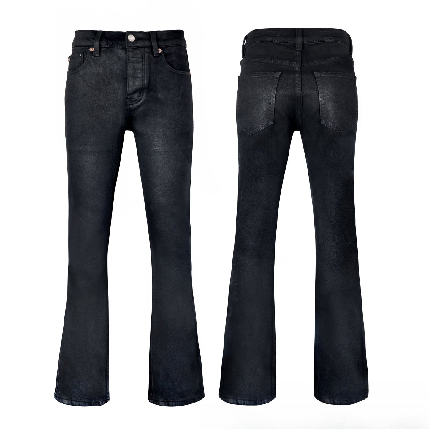 Men's Classic Black Bootcut Jeans - Vintage Flared Denim with Stretch & Slim Waist Fit