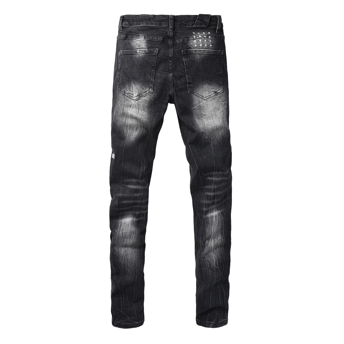 Men's Black Distressed Skinny Jeans Vintage Washed Denim Pants Ripped Slim Fit Streetwear Casual Fashion Trousers 3065