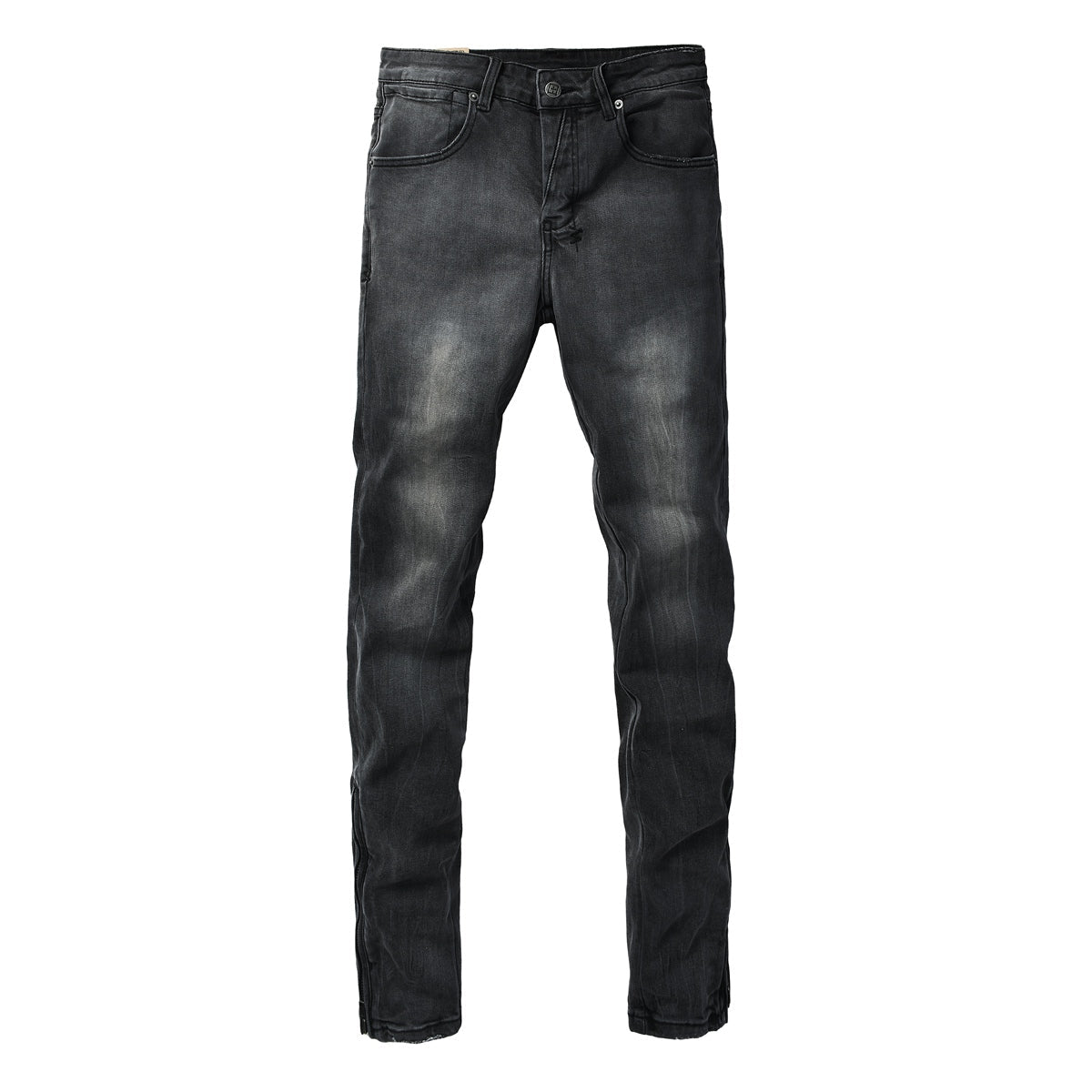 Washed Black Faded Slim Fit Denim Jeans with Back Graphic 3068