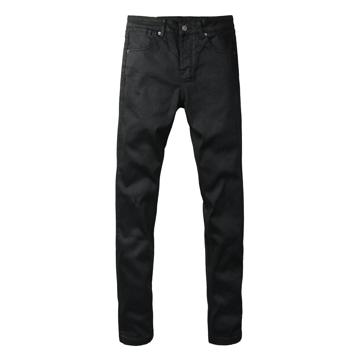 Solid Black Minimal Clean Finish Slim Fit Five Pocket Jeans 3072