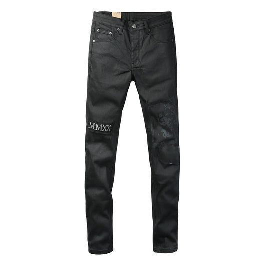Washed Black MMXX Bandana Graphic Patchwork Slim Fit Jeans 3078