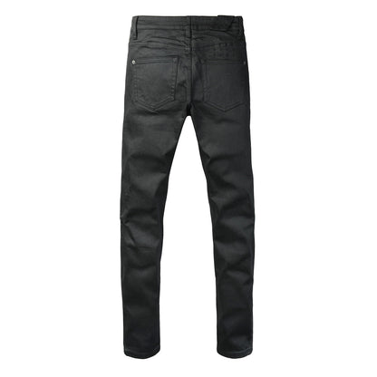 Washed Black MMXX Bandana Graphic Patchwork Slim Fit Jeans 3078