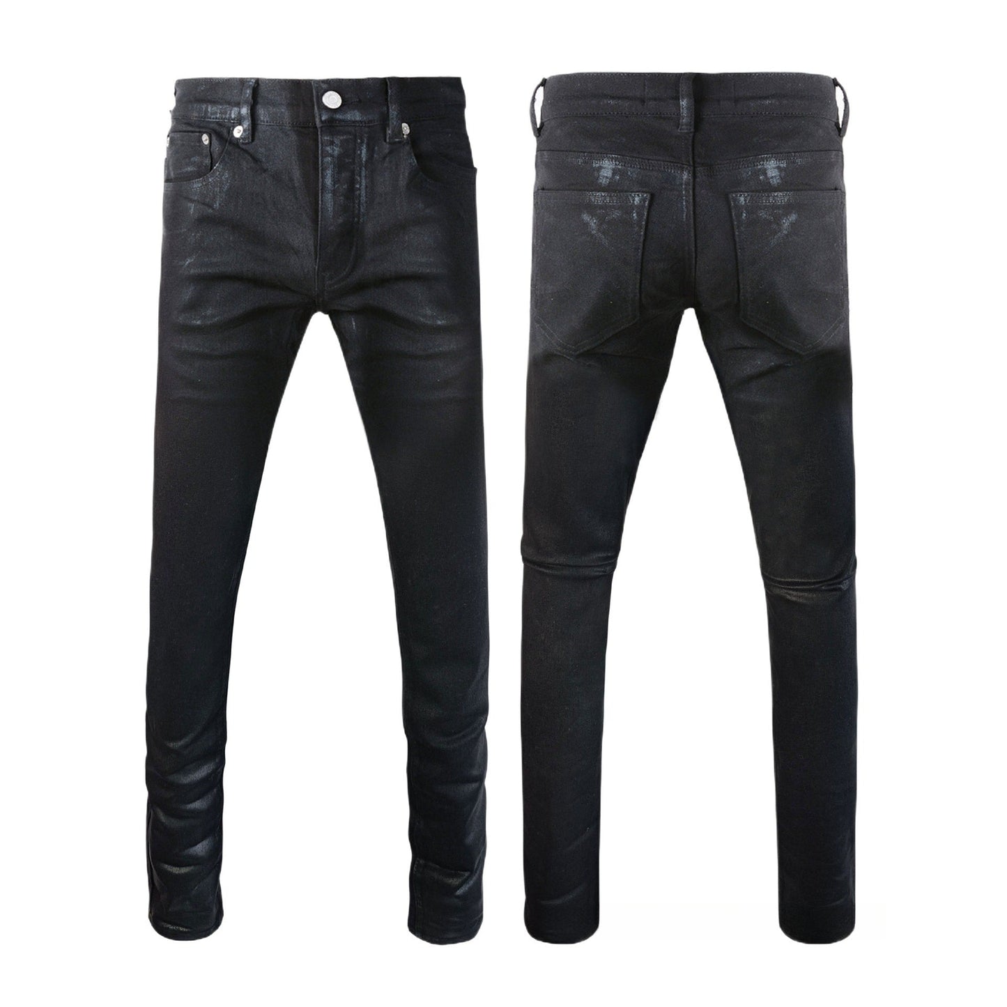 Men’s Skinny Jeans with Coated / Printed Design Stretch Denim Pants