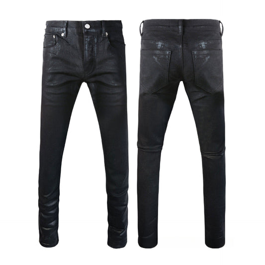 Men’s Skinny Jeans with Coated / Printed Design Stretch Denim Pants