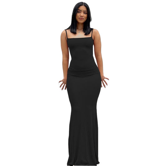 Casual Slim Fit Skims-Style Maxi Dress with Straps