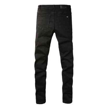 5200 High Street Trendy Brand Street Wind Ripped Beggar Jeans Vaqueros ajustados elásticos 