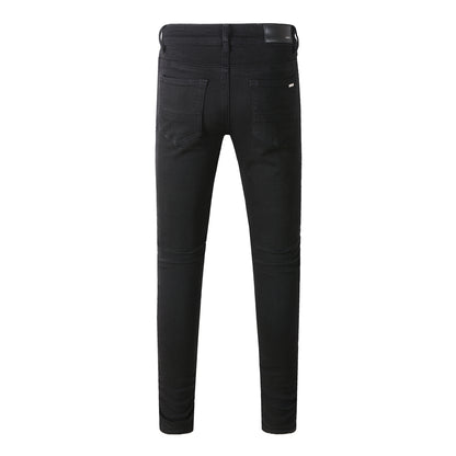 5200 High Street Trendy Brand Street Wind Ripped Beggar Jeans Vaqueros ajustados elásticos 