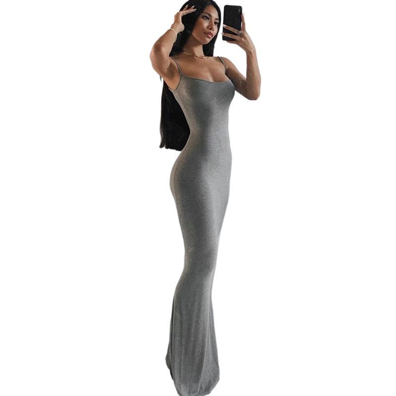 Casual Slim Fit Skims-Style Maxi Dress with Straps