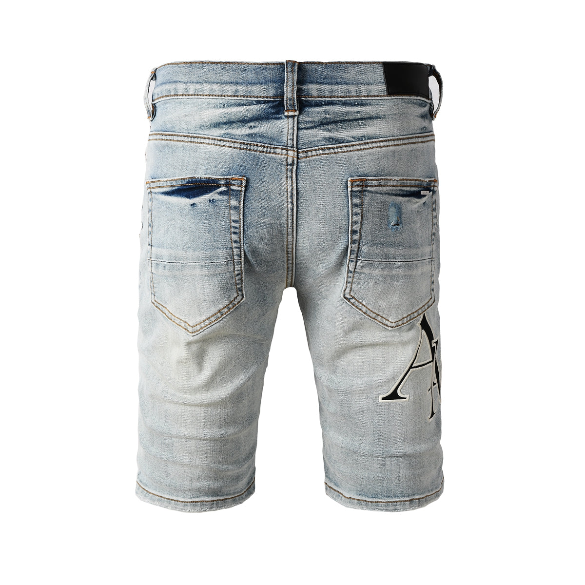 Men's Light Blue Distressed Denim Shorts with Heavy Rips and Washed Effect 6003