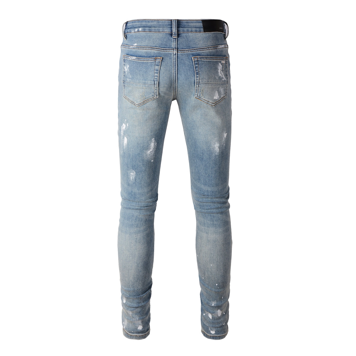 Pantalones vaqueros de marca de moda con diseño retro de pintura y parches rotos para hombre de Cross-border, ajustados (6530-8830)