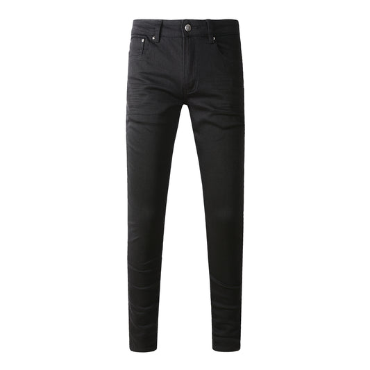Pantalones negros High Street, vaqueros arrugados, elásticos, ajustados, para hombre, talla pequeña, 800