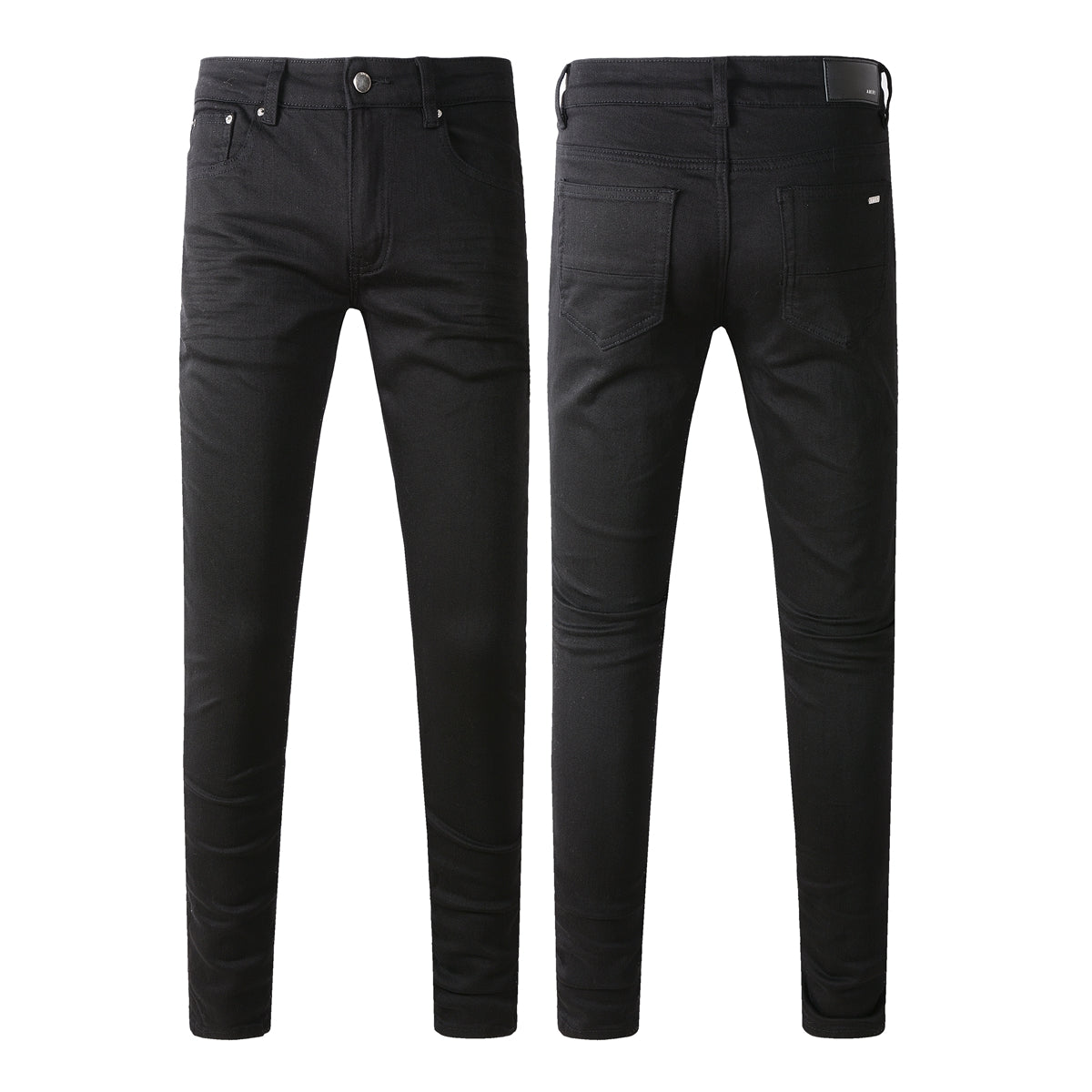 High Street Black Trousers Crumpled Jeans Stretch Men's Slim-Fit Small Foot Jeans 800