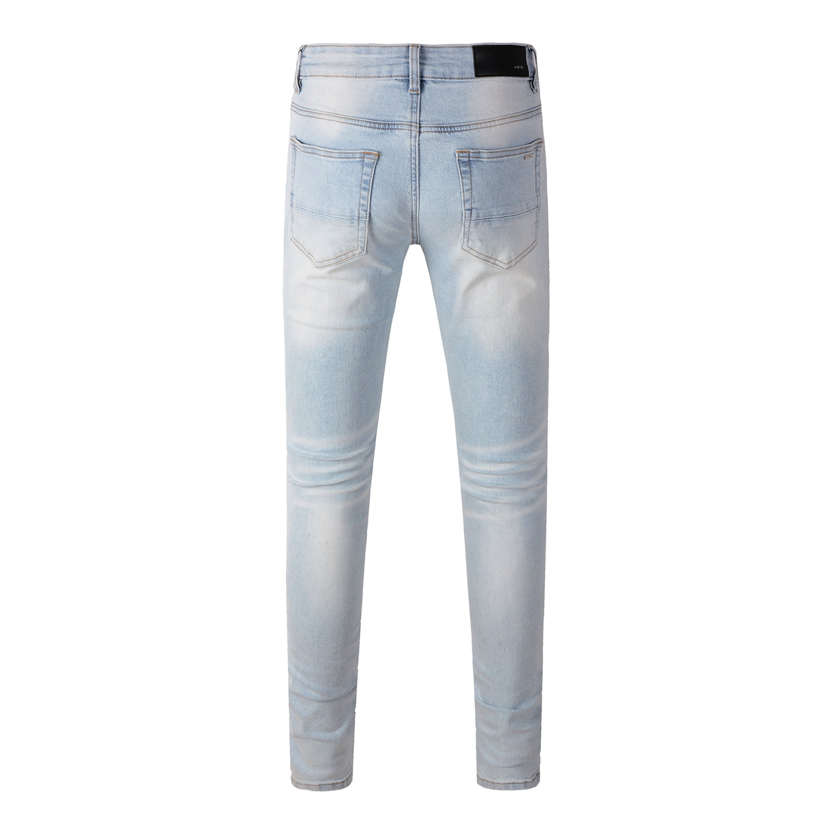 Pantalones casuales de mezclilla de comercio exterior High Street de algodón microelástico para jóvenes, jeans ajustados rotos azules 808
