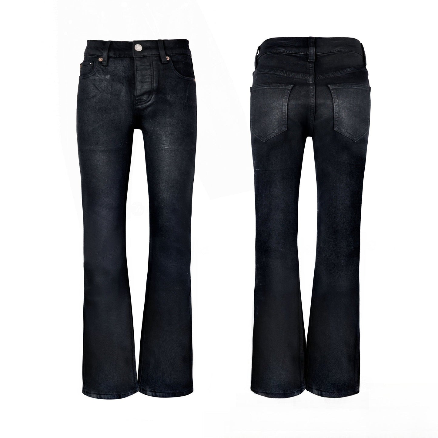Men's Classic Black Bootcut Jeans - Vintage Flared Denim with Stretch & Slim Waist Fit