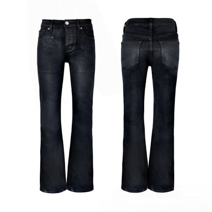 Men's Classic Black Bootcut Jeans - Vintage Flared Denim with Stretch & Slim Waist Fit