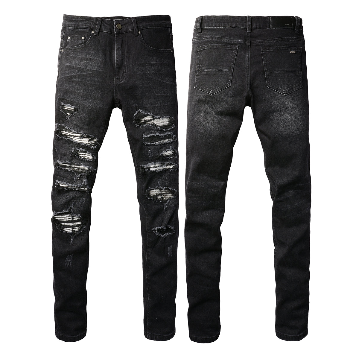 Pantalones vaqueros rasgados con parches de estilo europeo y americano para hombre, elásticos y ajustados, de High Street Tide, n.° (891-8833)