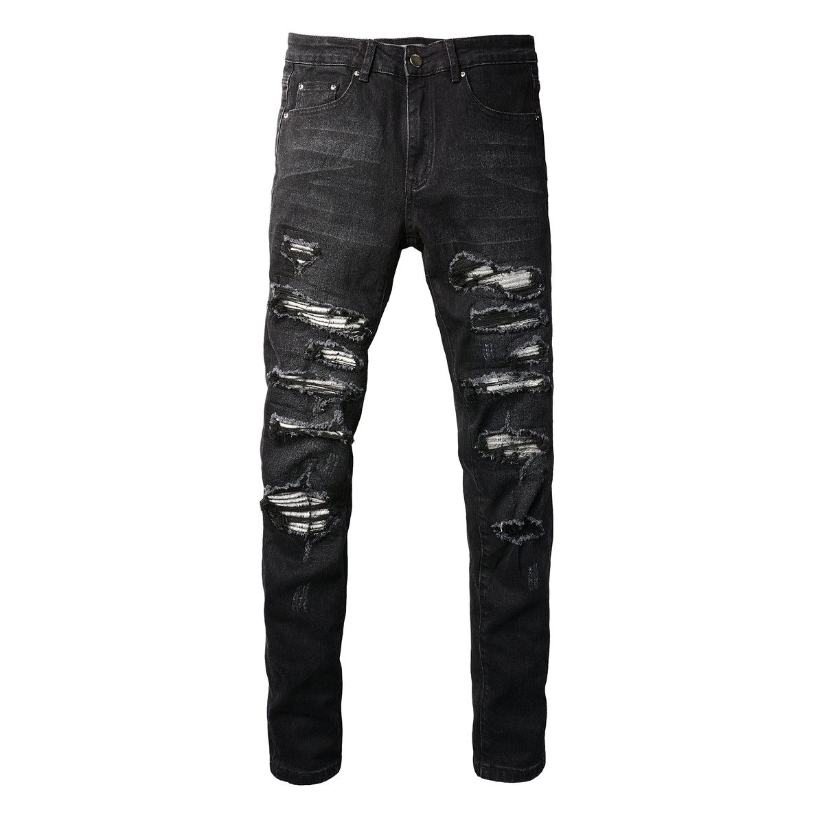 Pantalones vaqueros rasgados con parches de estilo europeo y americano para hombre, elásticos y ajustados, de High Street Tide, n.° (891-8833)