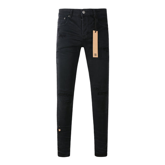 Minimalist Black Denim with Subtle Logo 3019