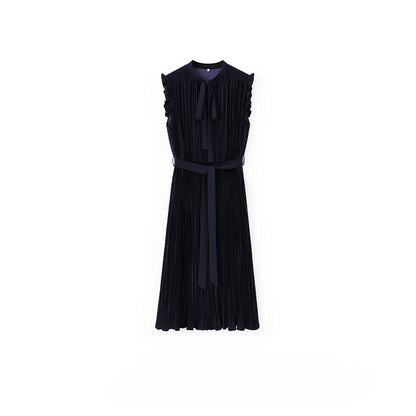 Little Black Dress Series Heavy Pleated Playful Ruffled Edges Sleeveless Dress