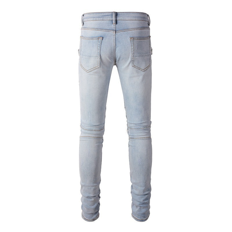 Jeans transfrontaliers Jeans rétro de marque tendance Jeans pour hommes de style locomotive Slim #6630 