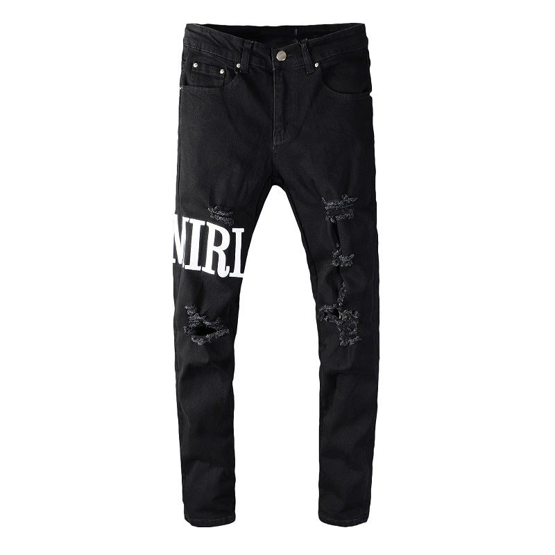 Ripped Jeans Men's Jeans High Street Trend Slim High Street Jeans #649