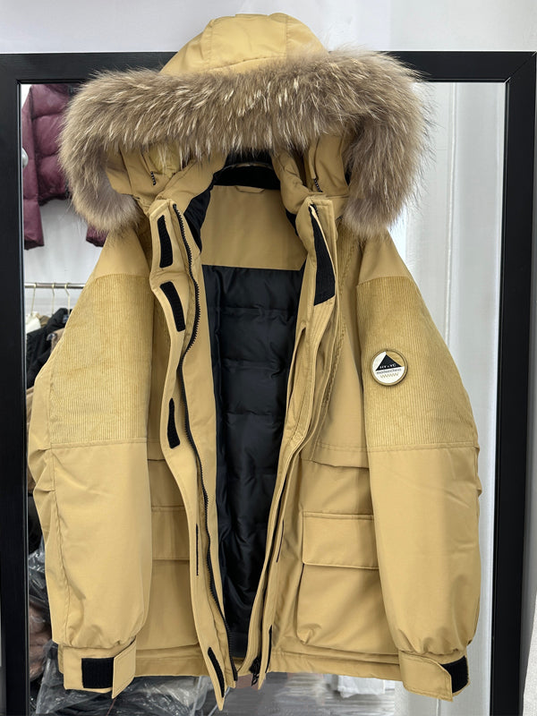 Doudoune mi-longue pour femme : coupe ample, épaissie avec du duvet de canard blanc, style parka, inspirée des vêtements de travail pour un hiver confortable