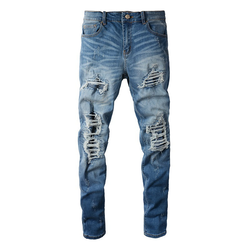 Jeans High Street pour hommes, jeans déchirés tendance, version coréenne #6513 