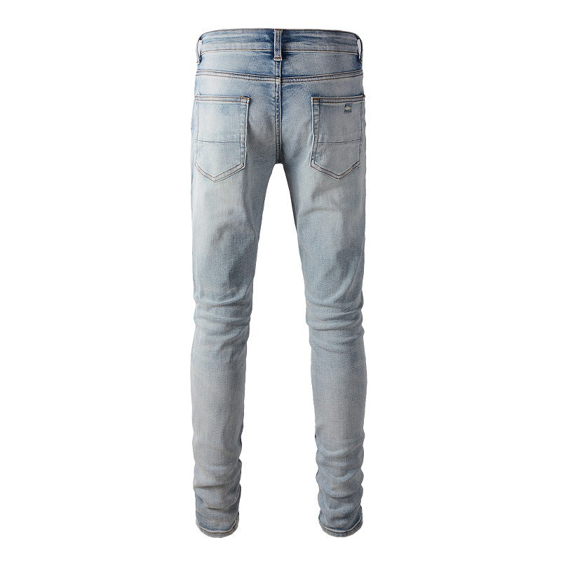 6602 European and American Trendy Brand High Street Jeans I Light Blue Men's Jeans Korean Version