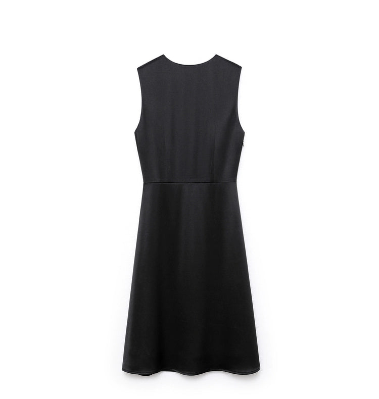 Little Black Dress Series Heavy Acetate Wool Sleeveless Casual Slim Fit Dress