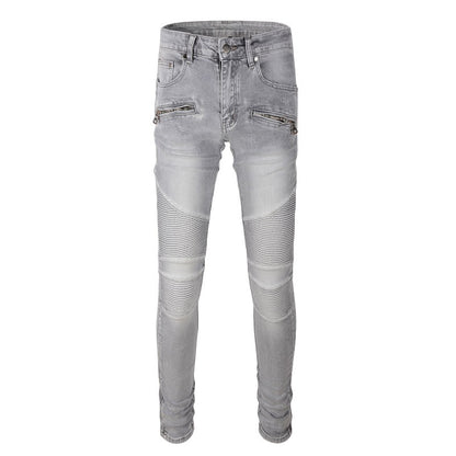 Jean slim multi-poches de marque Tide, coupe élastique, style locomotive, style streetwear, #1097 