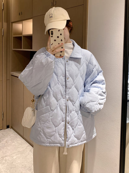 Down Jacket Autumn and Winter Light and Thin Women's White Duck Down Loose Fitting