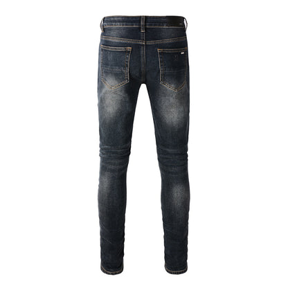 Jeans de créateur pour hommes Jeans pour hommes Jeans High Street Hole Star Patch Pantalons à empiècements brodés d'étoiles pour hommes et femmes Pantalons extensibles slim-fit Pantalons 40583 