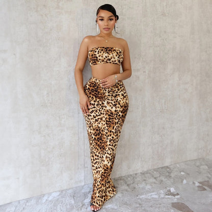 New Fashionable Sexy Fitted Flirty Leopard Print Two-Piece Set D1993528