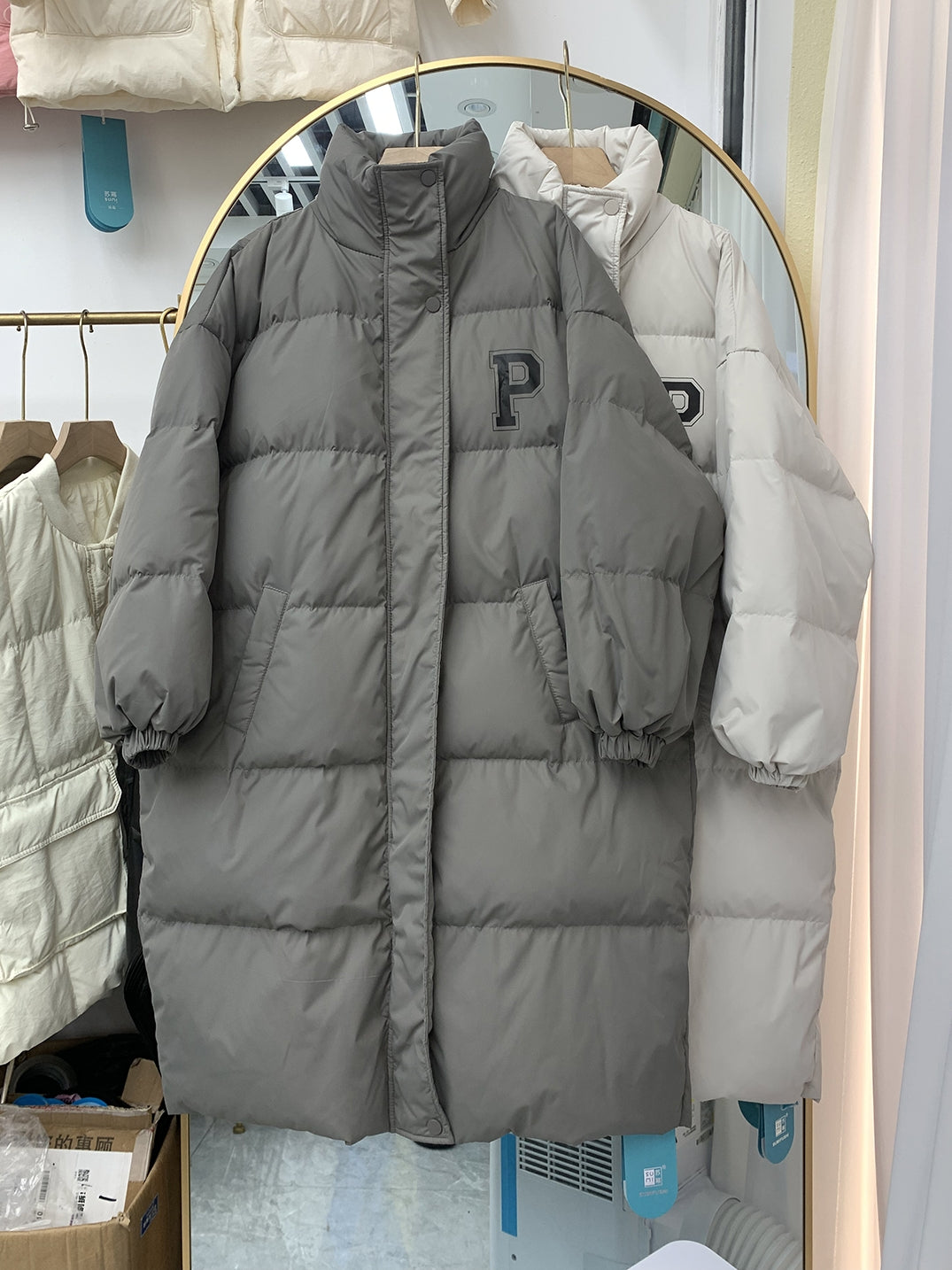 Chaqueta de plumón para mujer, de largo medio, holgada, de gran tamaño, de plumón de pato blanco en invierno