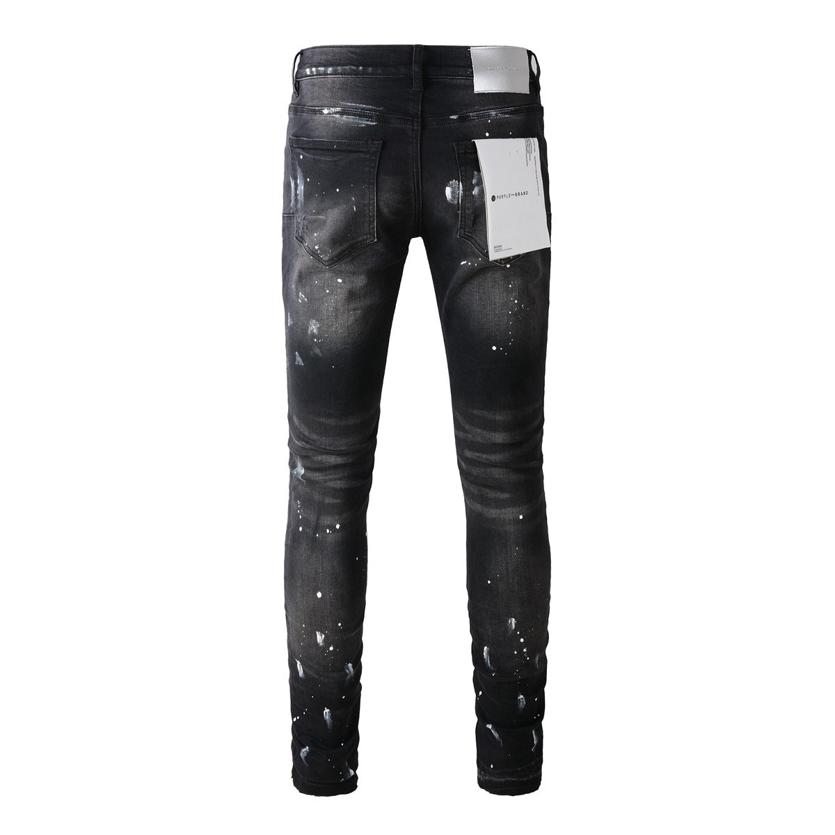 Jeans violets de marque avec peinture noire High Street en détresse 9002 7025 Pantalons de mode