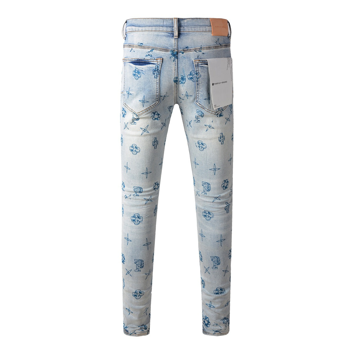 Pantalon en denim bleu tendance 9063 avec détails d'impression uniques pour un look avant-gardiste 