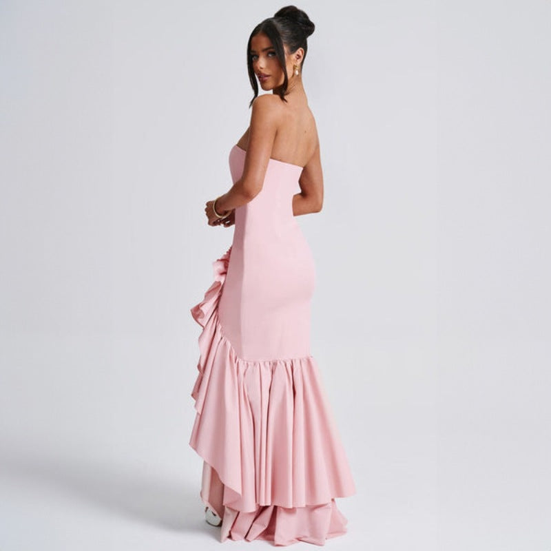 New Fashionable Sexy Off-Shoulder Strapless Asymmetrical Elegant Dress D1992886