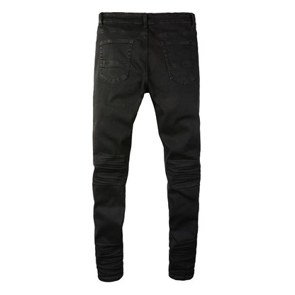 Jean skinny pour homme, coupe slim, style motard, hip-hop, rock, jogging, grande taille 