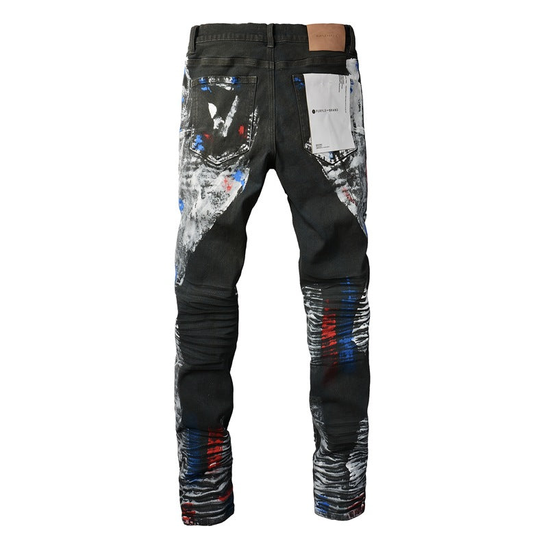 New Black Graffiti Vintage Personality Fashion Jeans