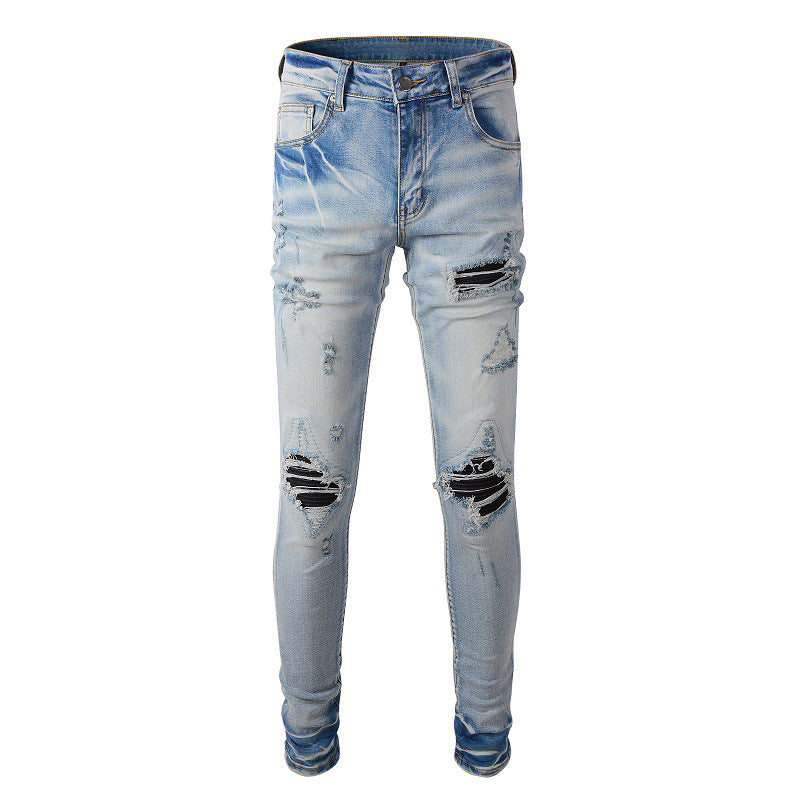 Jeans tendance High Street Jeans déchirés pour hommes Pantalons slim tendance 