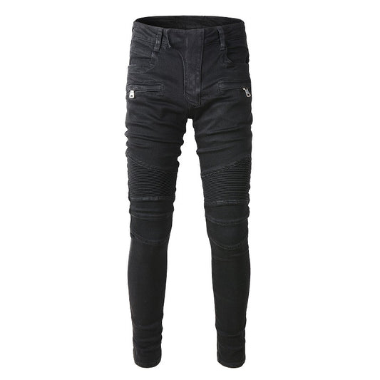 Pantalon slim extensible multi-poches High Street Trend avec plis aux genoux Locomotive Jeans 